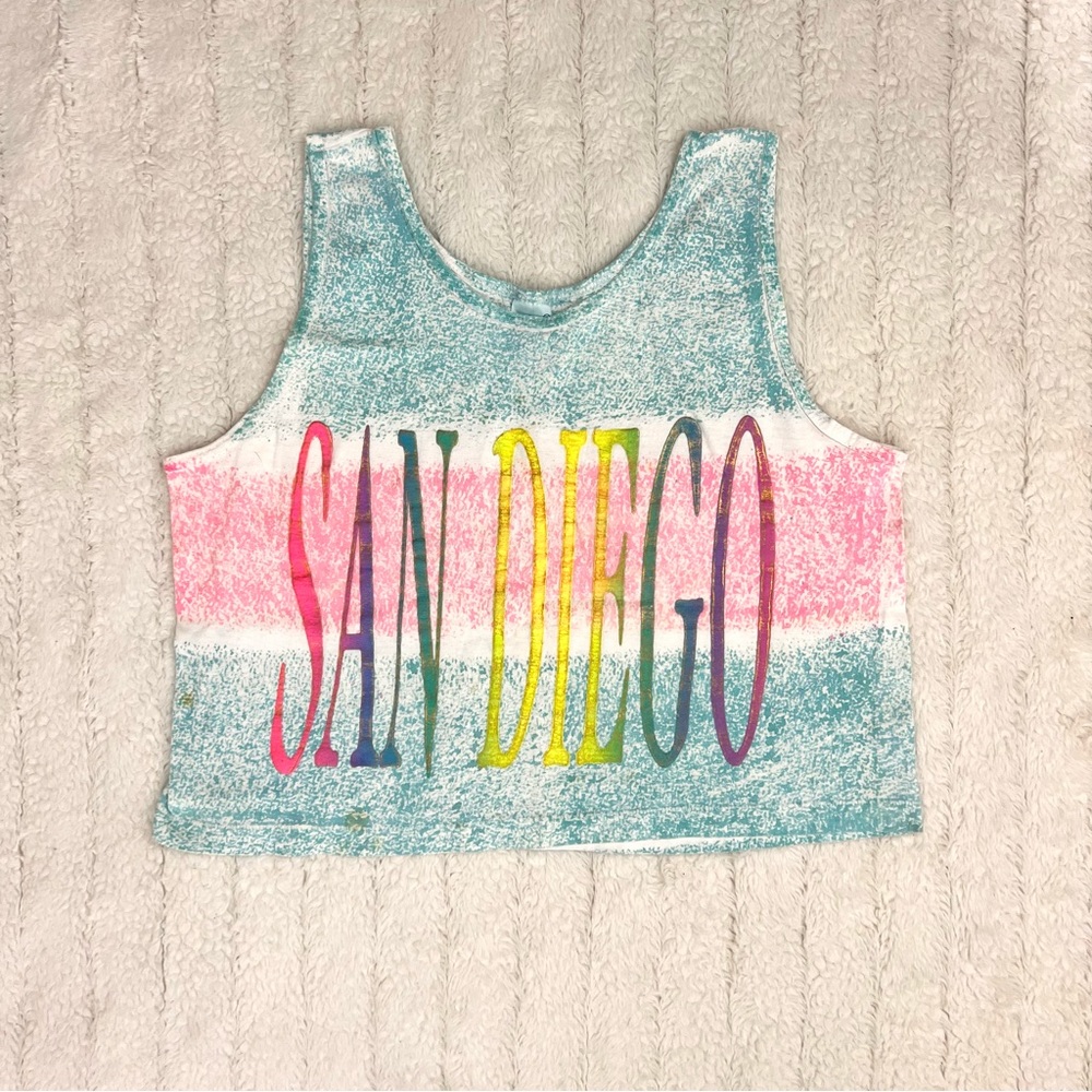 Vintage 80s/90s tie dye San Diego cropped tank top